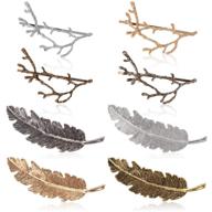 🦋 stylish women's barrettes: fascigirl 8pcs metal hairpins in golden and silver, featuring butterfly hair clips with tree branch alloy, geometrical moon circle, and bowknot hair circle design (branch feathers) logo