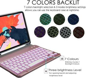 img 2 attached to 🌸 Корпус с клавиатурой Eoso для Apple iPad Pro 11 2018 с подсветкой 7 цветов, съемная магнитная Bluetooth-клавиатура с держателем для Apple Pencil (розовое золото, 11-дюймовый)