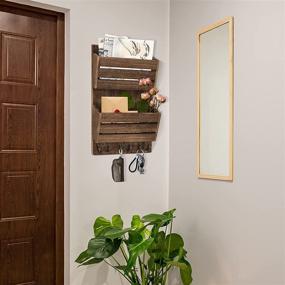 img 2 attached to 🗝️ Decorative Wall Key Holder & Mail Organizer with 4 Hooks - Perfect for Office, Entryway & Hallway