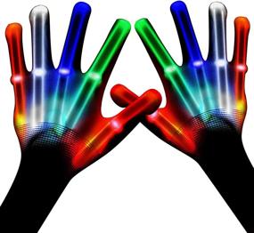 img 4 attached to 🎉 Glow Light Gloves: Flashing LED Fun for 3-12 Year Olds - Perfect Gifts for Birthdays, Halloween, Christmas & Carnivals!