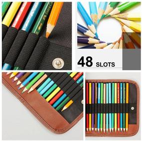 img 1 attached to 🖍️ SENHAI 2 Pack Colored Pencils Roll: 48 Slot and 72 Slot Canvas Pencil Organizer Bag/Wrap for School, Office, Travel