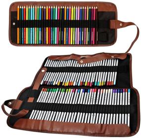 img 4 attached to 🖍️ SENHAI 2 Pack Colored Pencils Roll: 48 Slot and 72 Slot Canvas Pencil Organizer Bag/Wrap for School, Office, Travel