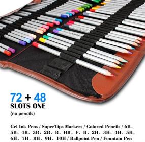 img 2 attached to 🖍️ SENHAI 2 Pack Colored Pencils Roll: 48 Slot and 72 Slot Canvas Pencil Organizer Bag/Wrap for School, Office, Travel