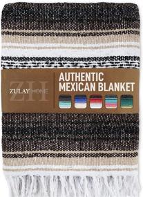 img 4 attached to 🧺 Zulay Home Mexican Blankets - Handwoven Yoga & Outdoor Blanket - Artisanal Boho Design & Car Blanket for Beach, Picnic, Camping, or Home Throws (Brown Sand)