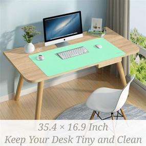 img 3 attached to 🖥️ Upcity Dual Sided PU Leather Desk Pad, 35.4 x 16.9 Inch, Waterproof Mouse Pad, Large Desk Blotter Protector and Writing Mat for Office & Home - Cobalt Green + Calamine Blue