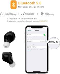 img 3 attached to 🎧 UNIOJO Wireless Earbuds Bluetooth - TWS 3D Stereo Sound, Mini In-Ear Wireless Earphones with Built-in Mic, Waterproof, Touch Control, 3000mAh Charging Case for 110 Hrs Playtime