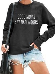 img 4 attached to 👩 Mama sweatshirt for Women - Good Moms Speak Their Mind with Bad Words - Graphic Long Sleeve Shirt, Casual and Comfortable Loose Crewneck Top Blouse