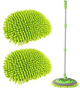 img 4 attached to 🧽 Multipurpose Chenille Microfiber Car Wash Brush Kits with 45&#34; Long Handle (Aluminum Alloy) - Car Cleaning Supplies Duster Brush, Scratch-Free Cleaning Tool for Truck, Car, RV (Green)