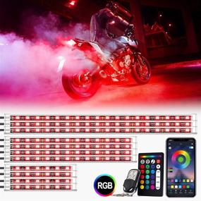 img 4 attached to 🏍️ Набор светодиодных подсветок Xprite Bluetooth RGB для мотоциклов с беспроводным пультом дистанционного управления, многоцветное неоновое свечение для мотоциклов, ПКВ, багги, герметичная силиконовая полоса с функцией тормозного сигнала в красном цвете - набор из 12 штук