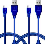 💙 convenient 2pcs pack ps3 controller charger cable - sync & charge with 3m 10ft mini usb cord for ps move/ps3/ps3 slim wireless controller (blue) logo