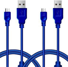 img 4 attached to 💙 Convenient 2Pcs Pack PS3 Controller Charger Cable - Sync & Charge with 3M 10ft Mini USB Cord for PS Move/PS3/PS3 Slim Wireless Controller (Blue)