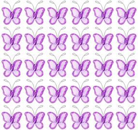 img 4 attached to 🦋 Shimmering Beauty: NUOLUX Mesh Wire Glitter Butterfly Pack of 50 (Purple)