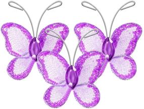 img 2 attached to 🦋 Shimmering Beauty: NUOLUX Mesh Wire Glitter Butterfly Pack of 50 (Purple)