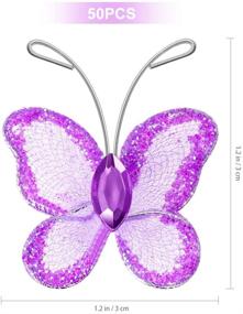 img 3 attached to 🦋 Shimmering Beauty: NUOLUX Mesh Wire Glitter Butterfly Pack of 50 (Purple)