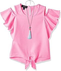 img 2 attached to 👚 Amy Byer Flutter Shoulder Necklace Tops, Tees & Blouses for Girls' Clothing