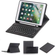 ipad 9.7 inch keyboard case 2018 & 2017 - slim folio cover with removable bluetooth keyboard and pencil holder for ipad air/air 2/ ipad 6th gen/ ipad 5th gen (black) логотип