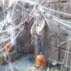 img 3 attached to 🕷️ Spine-Chilling 1100 Sqft Spider Webs Halloween Decorations: Create a Creepy Ambience with 60 Spiders, Fake Spider Web, and Spooky Cobwebs for Outdoor and Indoor Yard Halloween Party Supplies