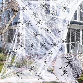 img 1 attached to 🕷️ Spine-Chilling 1100 Sqft Spider Webs Halloween Decorations: Create a Creepy Ambience with 60 Spiders, Fake Spider Web, and Spooky Cobwebs for Outdoor and Indoor Yard Halloween Party Supplies