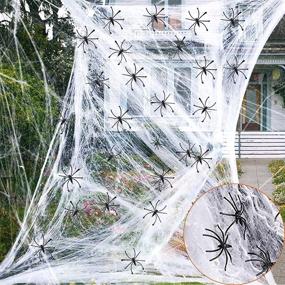 img 4 attached to 🕷️ Spine-Chilling 1100 Sqft Spider Webs Halloween Decorations: Create a Creepy Ambience with 60 Spiders, Fake Spider Web, and Spooky Cobwebs for Outdoor and Indoor Yard Halloween Party Supplies