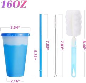 img 3 attached to Color-Changing Cups with Lids & Straws - 5 Pack 16oz Plastic Kids Tumbler Set for Adults - Reusable Cold Drinking Cup - Bulk Travel Tumbler for Beverages, Juice, Smoothies, and Iced Coffee