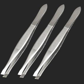 img 1 attached to 💅 Luxxi (5 Pack) Slant Tweezers - High-Precision Stainless Steel Slant Tip Tweezers for Hair Removal and Eyebrow Grooming - Personal Beauty Care (Silver)