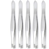 💅 luxxi (5 pack) slant tweezers - high-precision stainless steel slant tip tweezers for hair removal and eyebrow grooming - personal beauty care (silver) logo