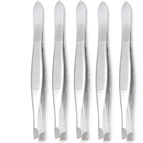 img 4 attached to 💅 Luxxi (5 Pack) Slant Tweezers - High-Precision Stainless Steel Slant Tip Tweezers for Hair Removal and Eyebrow Grooming - Personal Beauty Care (Silver)