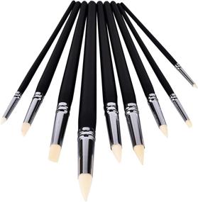 img 4 attached to 🎨 VideoPUP 9PCS Black Rod Rubber Silicone Pen Soft Clay Color Shaper Sculpting Painting Tools Wood Shank Pottery Painting Tools Soft Clay Ceramic Modified Soft Head Pen: Enhance Your Creative Craftsmanship with High-Quality Sculpting and Painting Tools