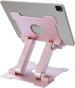 img 4 attached to 📱 KABCON Tablet Stand - Adjustable Eye-Level Aluminum Holder for iPad, Surface, Kindle Fire, and More - Pink