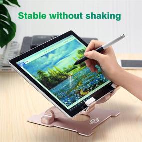 img 1 attached to 📱 KABCON Tablet Stand - Adjustable Eye-Level Aluminum Holder for iPad, Surface, Kindle Fire, and More - Pink