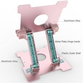 img 3 attached to Держатель планшета KABCON - Регулируемый алюминиевый держатель на уровне глаз для iPad, Surface, Kindle Fire и других устройств - Розовый