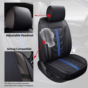 img 2 attached to 🚗 SPEED TREND Leather Car Seat Covers: Premium PU Leather & Universal Fit for Auto Interior Accessories - ST-004 Front Pair, Black & Blue