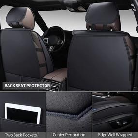 img 1 attached to 🚗 SPEED TREND Leather Car Seat Covers: Premium PU Leather & Universal Fit for Auto Interior Accessories - ST-004 Front Pair, Black & Blue