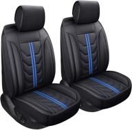 🚗 speed trend leather car seat covers: premium pu leather & universal fit for auto interior accessories - st-004 front pair, black & blue logo