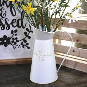 img 4 attached to 🏡 Enhance Your Home Decor with APSOONSELL White Shabby Chic Metal Vase – Rustic Farmhouse Style Galvanized Pitcher for Kitchen, Bathroom, and More!