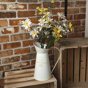img 3 attached to 🏡 Enhance Your Home Decor with APSOONSELL White Shabby Chic Metal Vase – Rustic Farmhouse Style Galvanized Pitcher for Kitchen, Bathroom, and More!