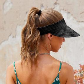 img 1 attached to 👒 Stylish Straw Hats for Women: Visor Hats, Beach Hats & More - Made of Natural Raffia