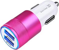 rapid 5.4a/30w fast car charger adapter with quick charging | 2 usb ports | flush fit | compatible with samsung galaxy s21 s20 ultra s10e s10 s9 s8 note, iphone logo