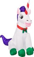 🎄 gemmy inflatable 3.5 ft tall christmas unicorn: perfect indoor/outdoor holiday decoration логотип