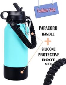 img 3 attached to LX-SUNCX Hydro Flask Paracord Handle 2.0 for Wide Mouth Water Bottles (12 to 40oz) - Survival Strap Carabiner Carrier Accessories with Protective Silicone Boot