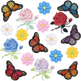 img 4 attached to 🦋 Pack of 18 Iron-On Butterfly Flower Patches - Vibrant Sunflower and Rose Appliques for DIY Crafts on Backpacks, Caps, Jackets, T-Shirts, Shoes - Ideal for Repair, Decoration, and Logo Embroidery