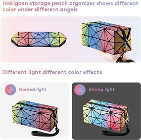 img 2 attached to 🎒 Nekigoen Large Capacity Colorful Pencil Case Stationery Box Handbag School Supplies, Zipper Pencil Box Makeup Bag Travel Organizer Storage Bag with Wrist Strap