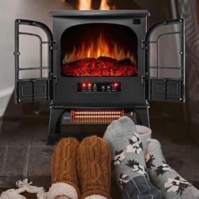 img 1 attached to 🔥 HYD-Parts Electric Fireplace Heater - 750W/1500W Freestanding Fireplace Heater with Realistic Flame for Indoor Use. Remote Control, Portable, ETL Certified