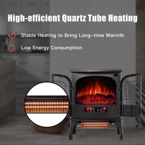 img 3 attached to 🔥 HYD-Parts Electric Fireplace Heater - 750W/1500W Freestanding Fireplace Heater with Realistic Flame for Indoor Use. Remote Control, Portable, ETL Certified