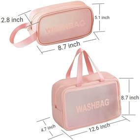 img 4 attached to 💼 2 Pack Clear Cosmetic Bag Set - Small and Large Makeup Bags for Travel, Toiletries, with Zipper and Handle, Pink