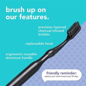 img 1 attached to 🪥 hello Manual Adult Toothbrush: Reusable Charcoal Aluminum Handle, 4 Soft Replacement Heads (BPA-Free, 4 Count)