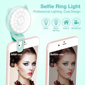 img 3 attached to 📸 Наша Ring Light для селфи с зажимом OURRY - заряжаемая и регулируемая 32 светодиодной лампой для фотографии, видео и видеоблоггинга на iPhone/Android - голубая