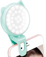 📸 наша ring light для селфи с зажимом ourry - заряжаемая и регулируемая 32 светодиодной лампой для фотографии, видео и видеоблоггинга на iphone/android - голубая логотип