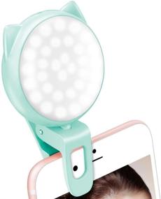 img 4 attached to 📸 Наша Ring Light для селфи с зажимом OURRY - заряжаемая и регулируемая 32 светодиодной лампой для фотографии, видео и видеоблоггинга на iPhone/Android - голубая