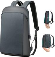 🎒 zinz slim and expandable laptop backpack: anti-theft business travel notebook bag with usb, ideal for men & women - gray, 15-16 inch logo